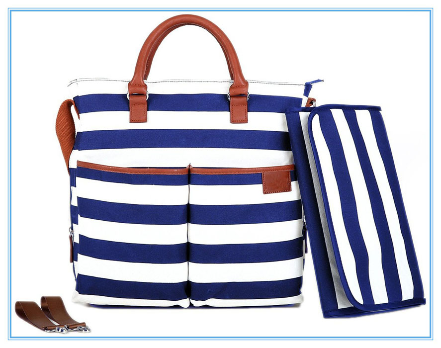 Stripe Canvas Diaper Bags - IBABY