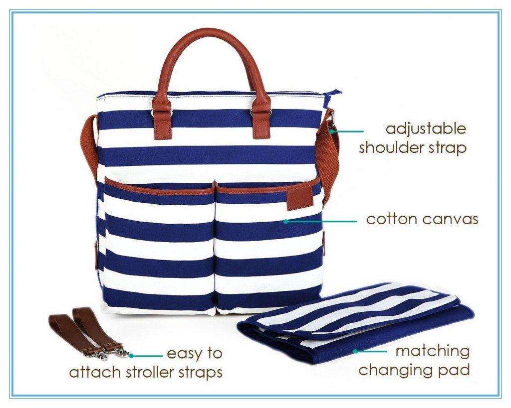 Stripe Canvas Diaper Bags - IBABY
