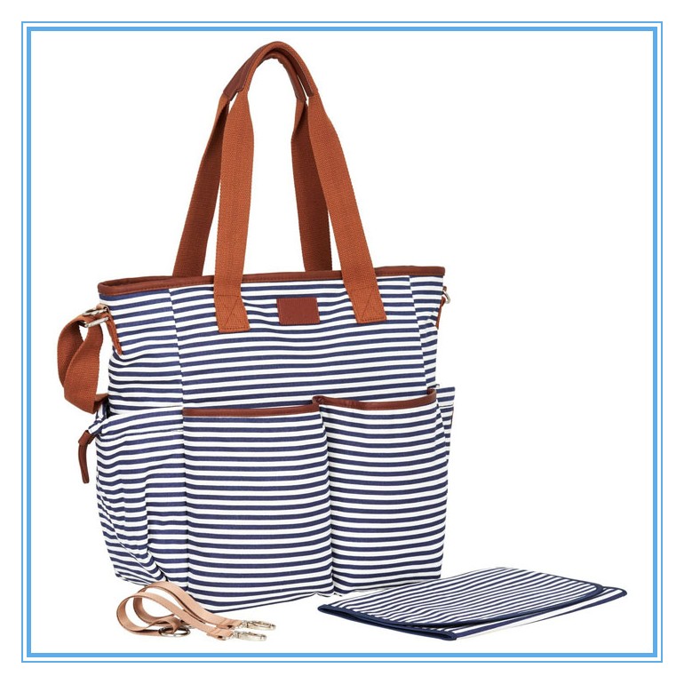 Canvas Stripe Diaper Tote - IBABY