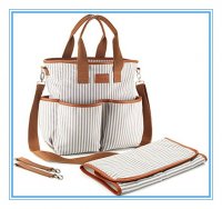 canvas stripe diaper tote