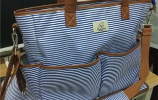 blue stripe diaper bag